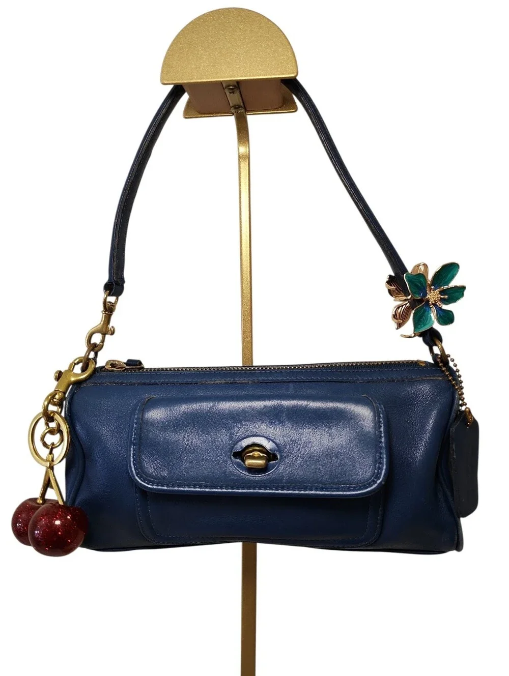 Coach Y2K Penelope Demi baguette handbag  front pouch turn-lock closure Blue
